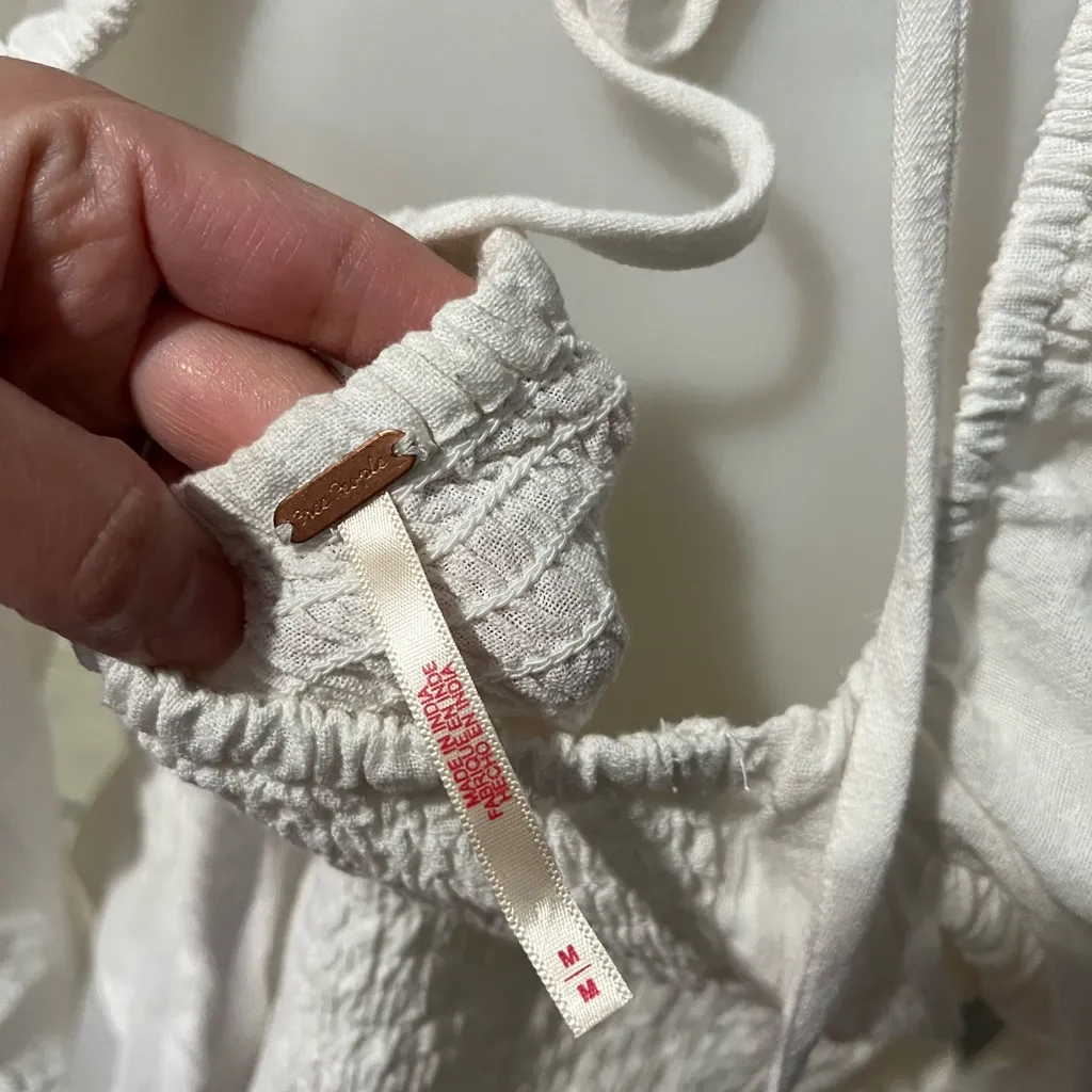 Free People chloe puff sleeve blouse in white Size Medium - Image 5