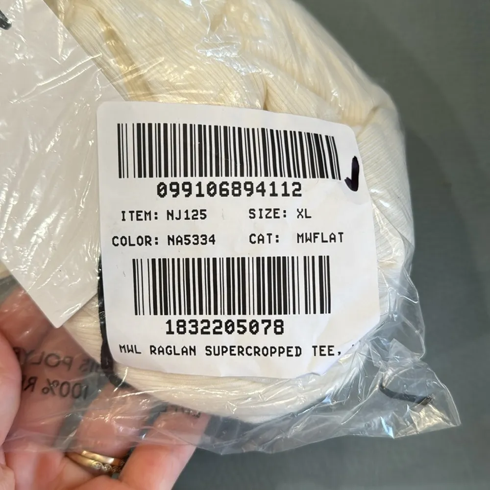 Madewell MWL Lighthouse Cream Off White Super Crop Ribbed Raglan Top XL - Image 5