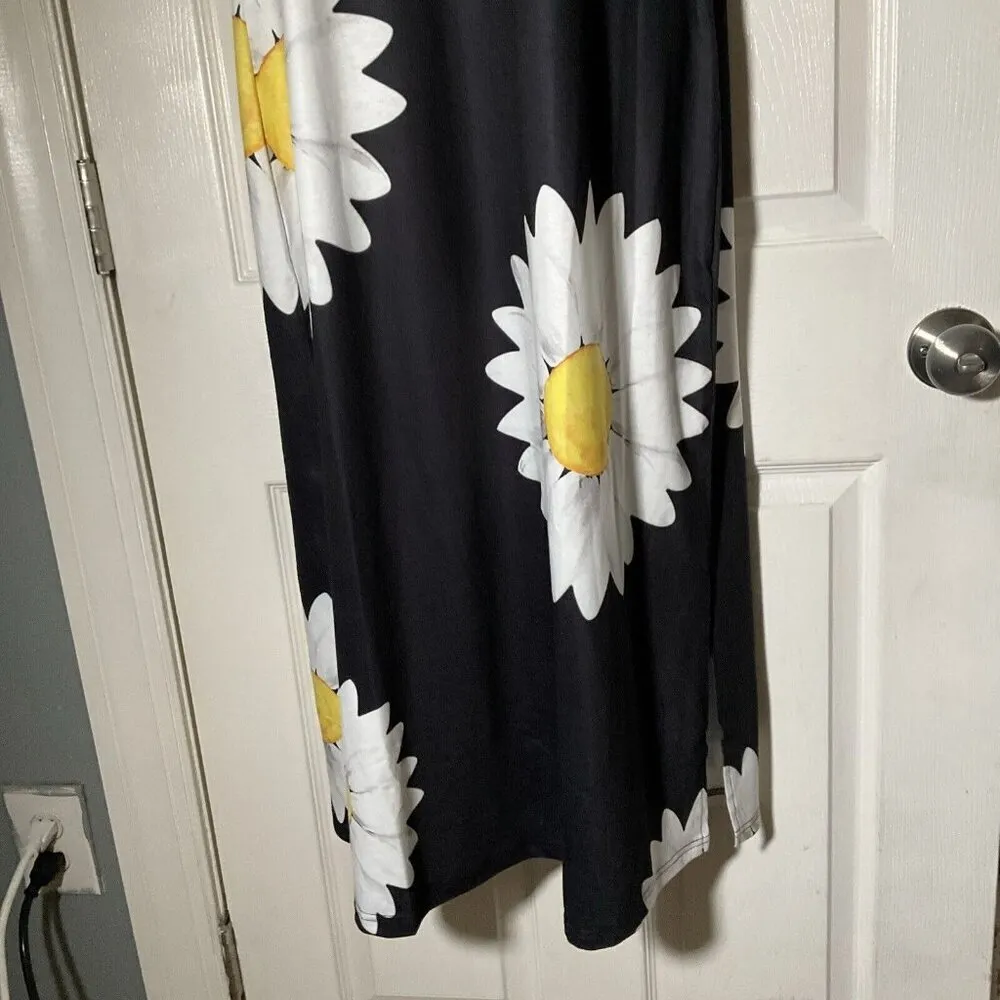 NWT Long MIDI Daisy Short Sleeve Pullover Dress Small Oversized Black - Image 4
