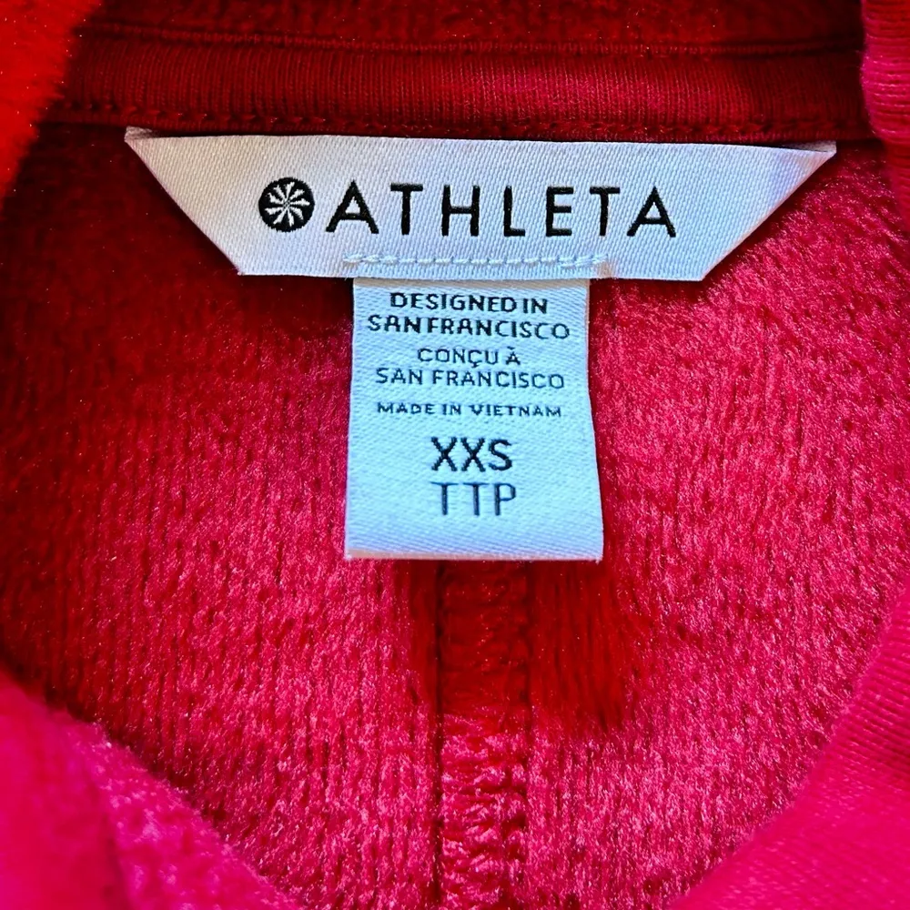 ATHLETA Cozy Karma Mock Neck Long Sleeve Candy Red Knit Fleece Dress Size XS - Image 9