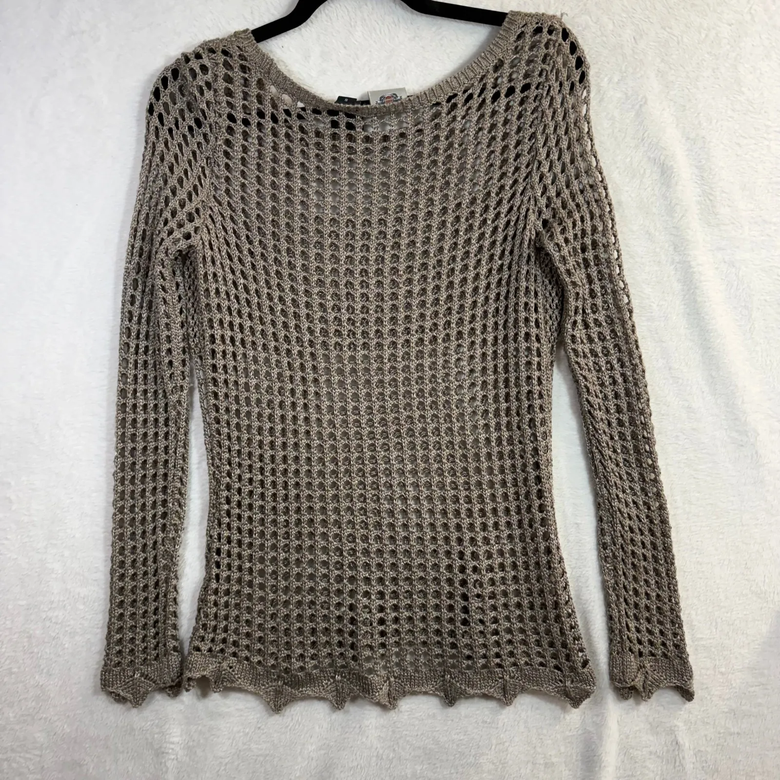 Harley-Davidson S Knit Mesh Top Brown Biker Fest Boho Grunge Layering Streetwear - Image 3