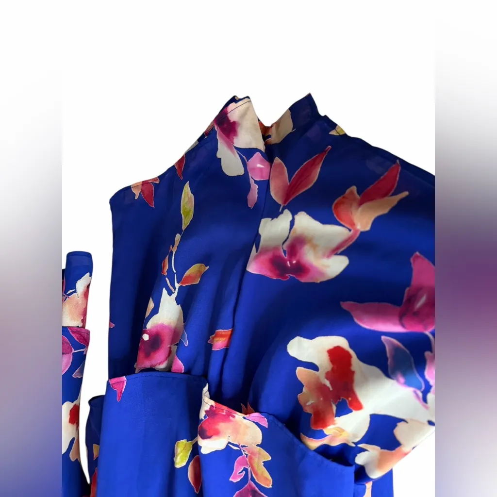 Peach Love Blue Colorful Floral Summer Spring Off The Shoulder Romper Size M - Image 3