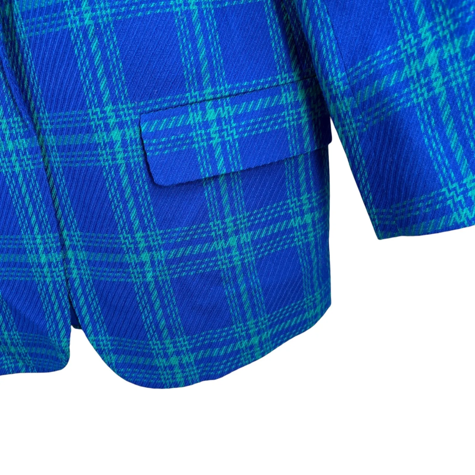 Vintage Pendleton Wool Blazer Plaid Blue Green One Button Preppy USA Womens 8 - Image 3