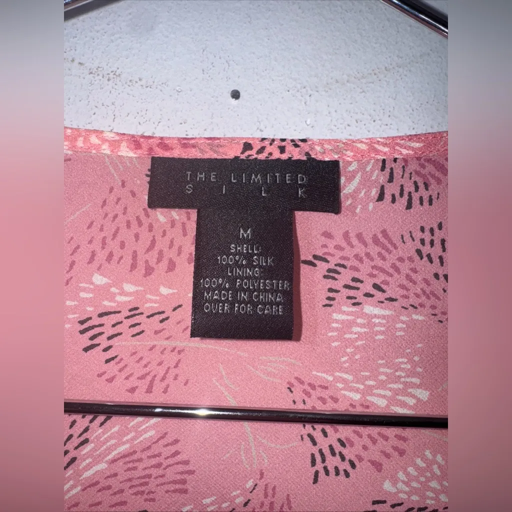 Vintage Y2K The‎ Limited Silk V Neck Ruffle Pink Blouse Size Medium - Image 4