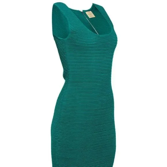 NEW Torn By Ronny Kobo Dress Womens Small Green Ribbed Bodycon Sleeveless - Image 2