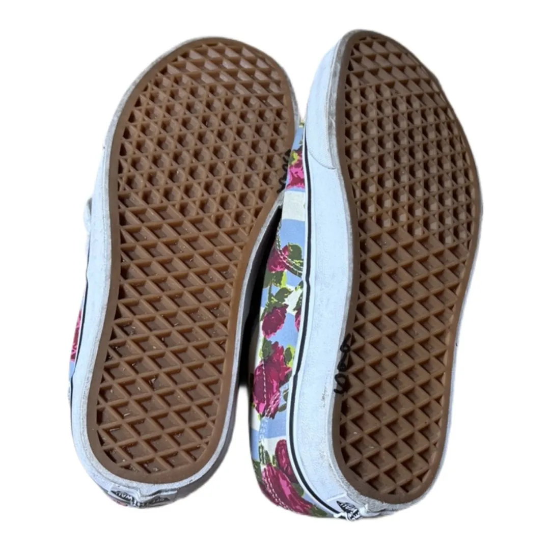 Vans Floral Rose Blue Plaid Tie Lace Sneakers Shoes Size 8.5 Womens - Image 9