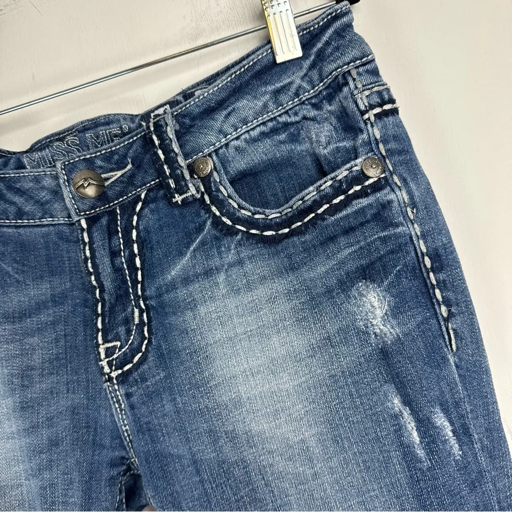 Miss Me Irene Bootcut Jeans Sz 31 Womens Distressed Faded Stitch Denim - Image 6