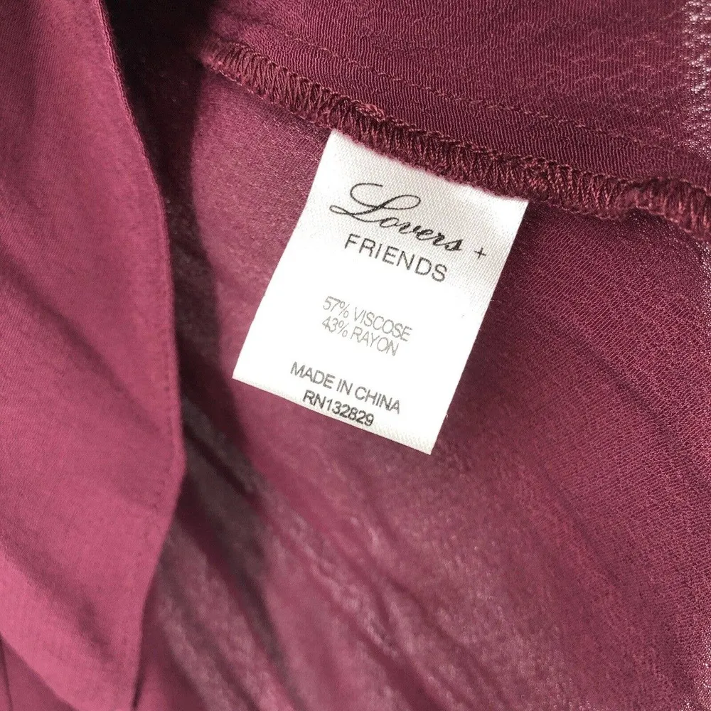 NEW Lovers + Friends Maroon Top Blouse High Low Long Split Sleeves Size XS - Image 10