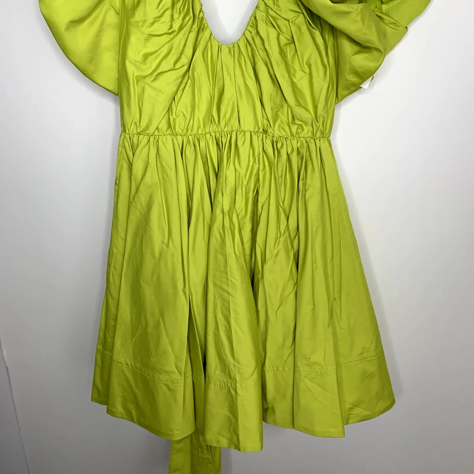 AJE Gretta Bow Back Mini Dress In Chartreuse Green Womens Size 8 New - Image 16