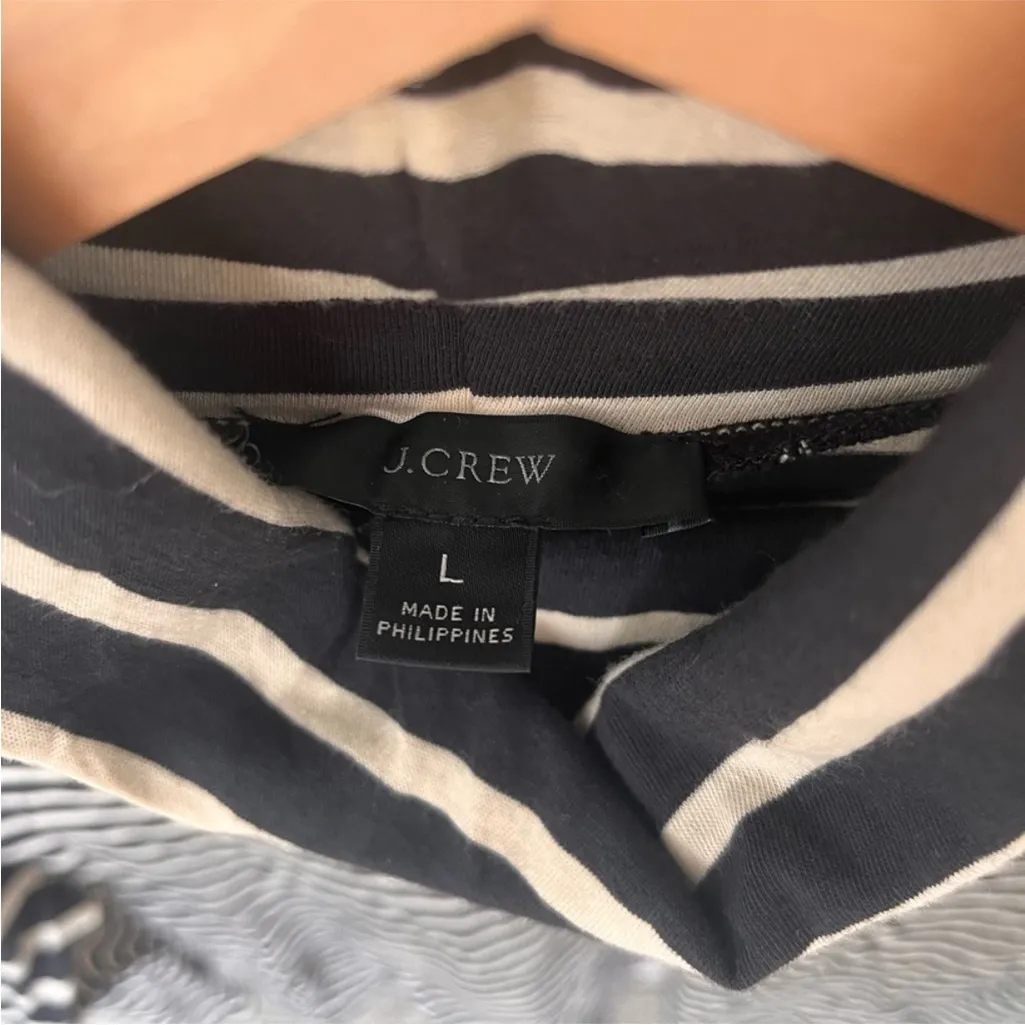 White and Navy Striped Turtleneck Top - Image 4