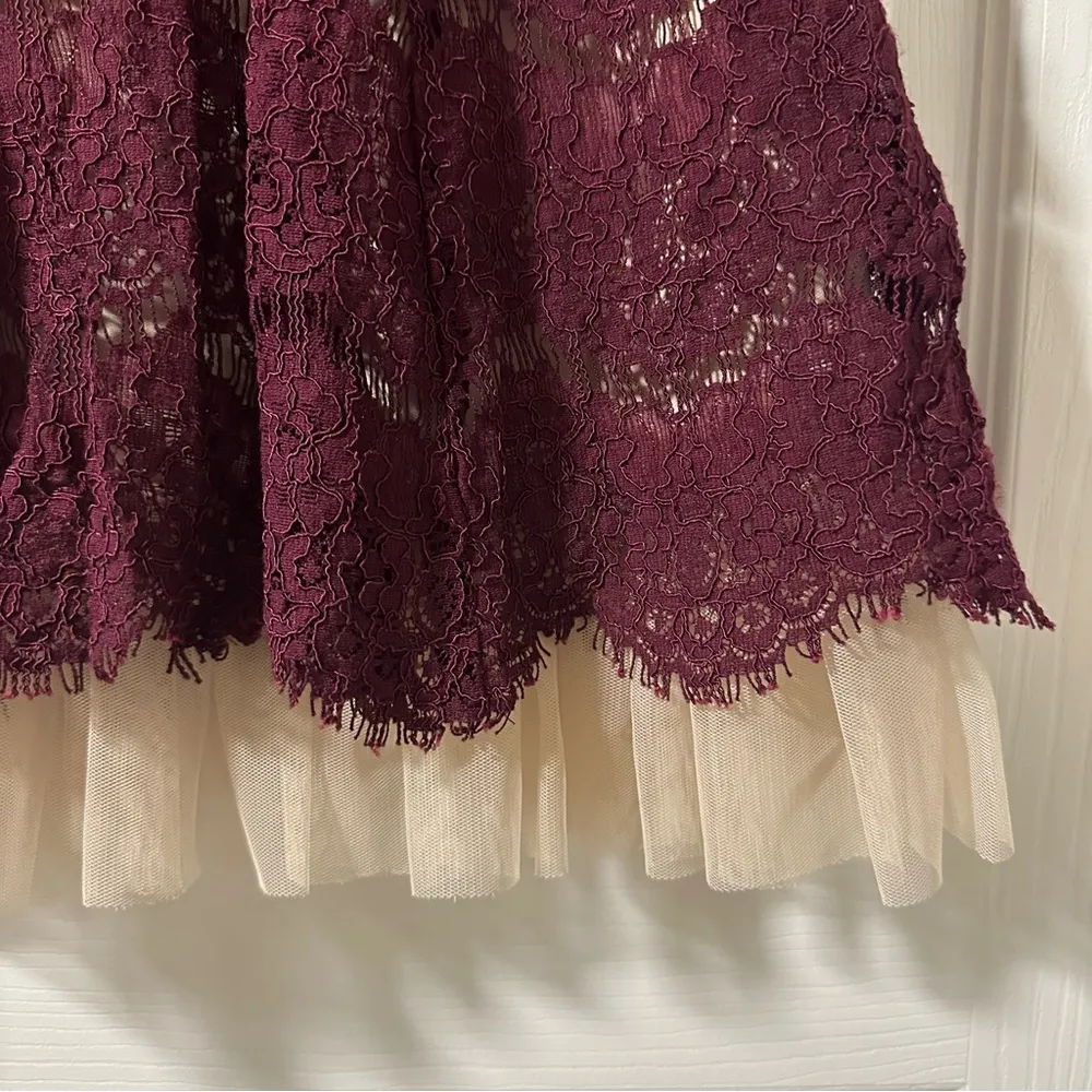 Francesca’s Burgundy Lace Dress with Tulle - Image 6