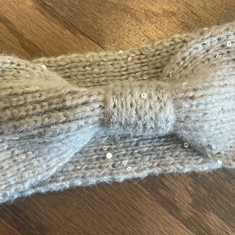 LOFT Grey Sequin Knot Winter Headband - Image 2
