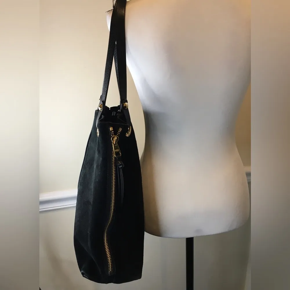 UGG Black Suede Tote Leather Shoulder Bag - Image 3