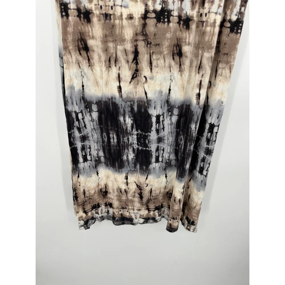 Bobeau Skirt Women Small Brown Blue Tie Dye Print Elastic Waist Side Slit Maxi - Image 3