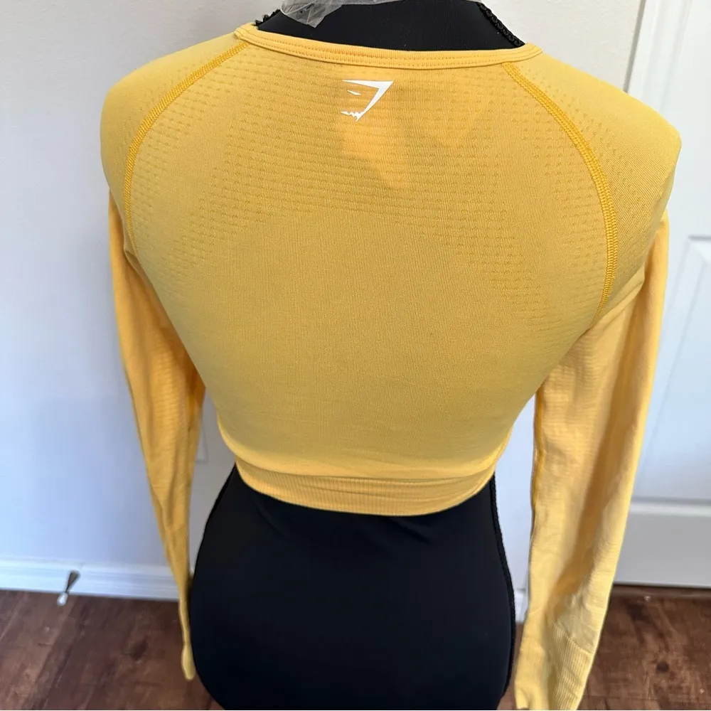 Gym Shark Long Sleeve Cropped Activewear Top - Women's Size XSmall Yellow - Image 4