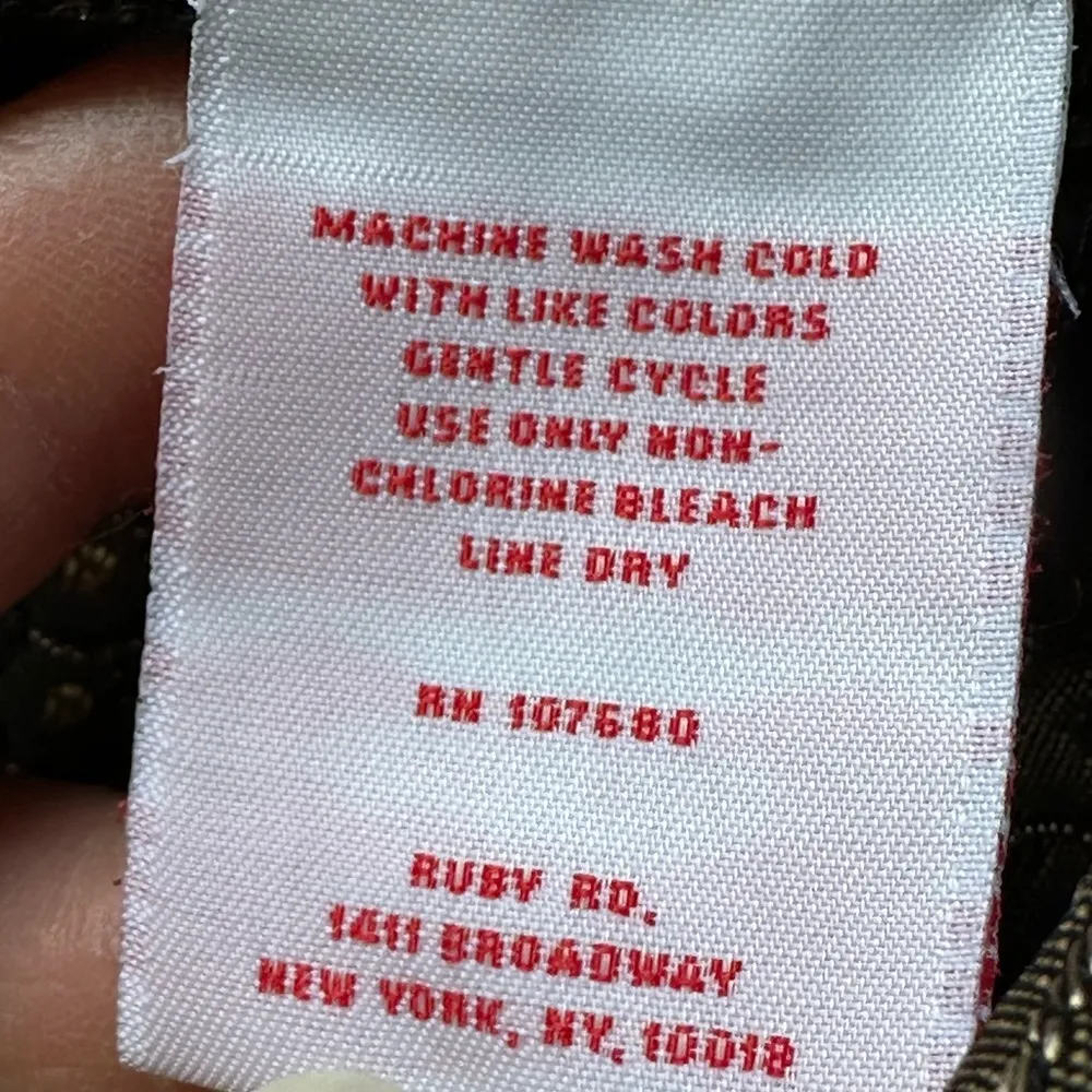 Ruby Rd  Black Gold Light Jacket Patch Pattern.Metal Buttons Front Pockets.Sz 14 - Image 11