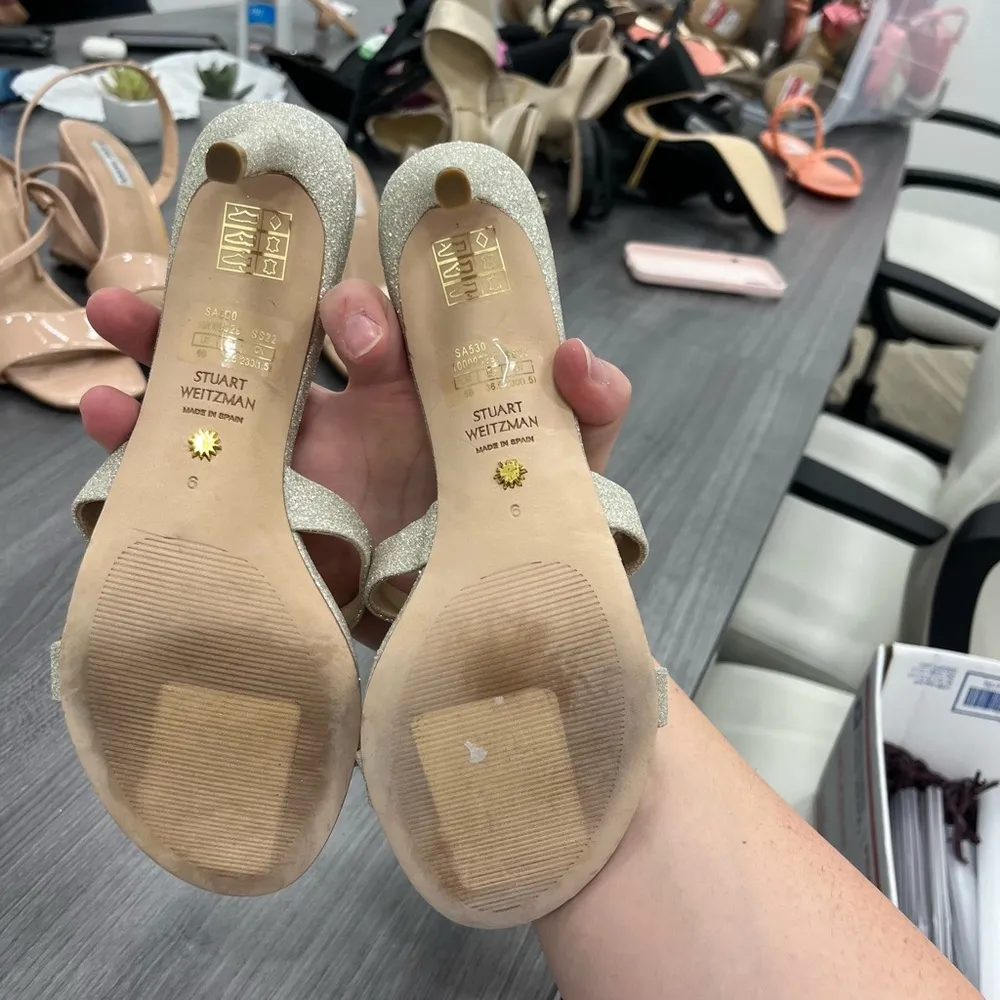 Stuart Weitzman Soiree Womens Glitter Dressy Heels Size 7 - Image 4