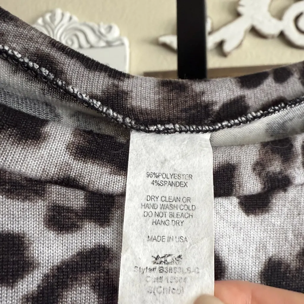 Oversized High Low Leopard Print Tunic Top Asymmetrical Layered Ruffle Modest Black - Image 6