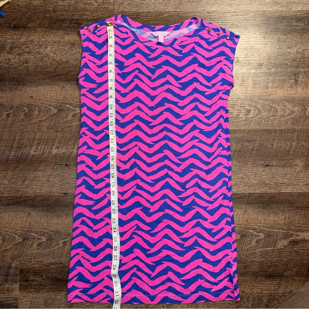 Lilly Pulitzer Robyn Shift Short “I Got Lucky” Pink/Blue Dress Size XS - Image 4