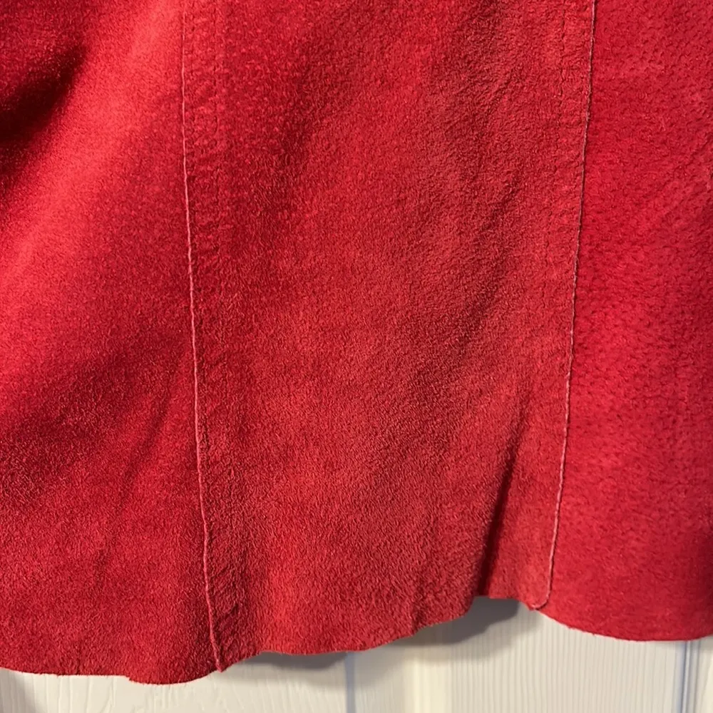 NYGARD Red Suede Leather Jacket Size 14 - Image 8