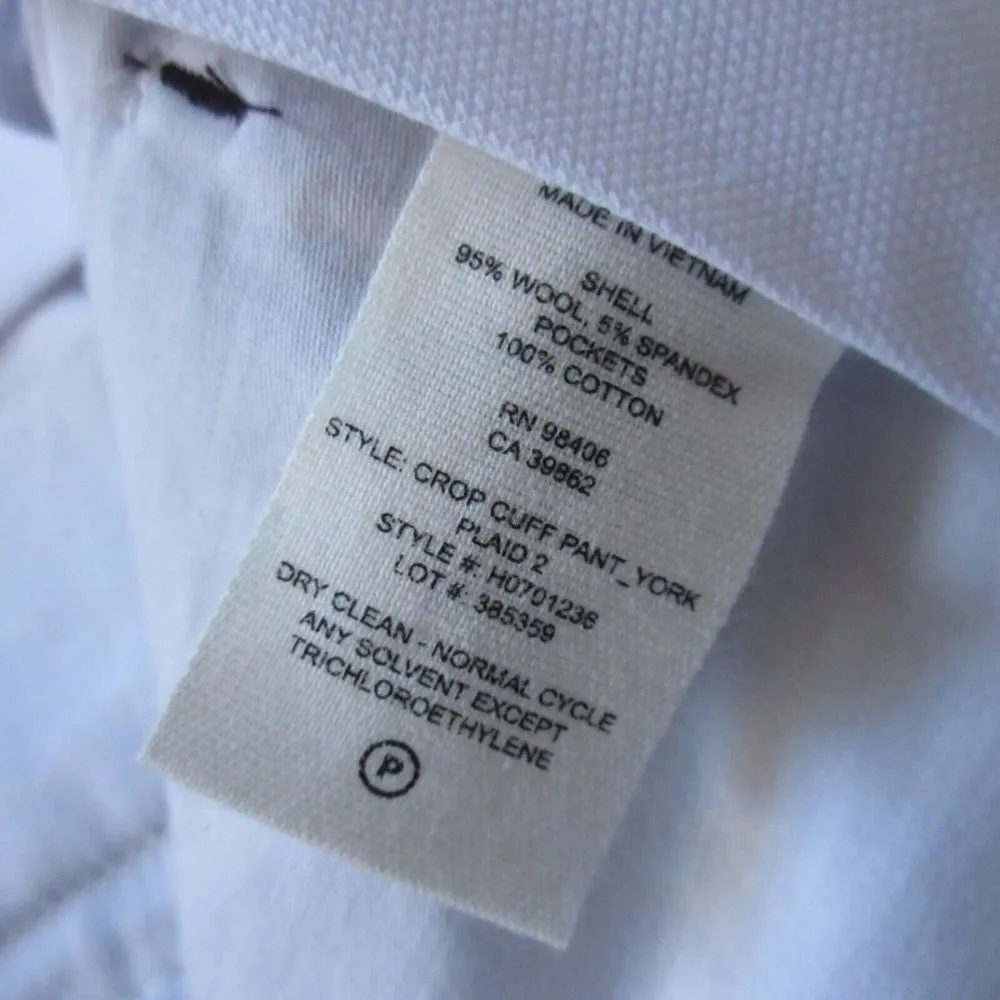 NWT Theory Crop Cuff in Purple York Plaid Stretch Wool Tapered Pants 10 $345 - Image 5