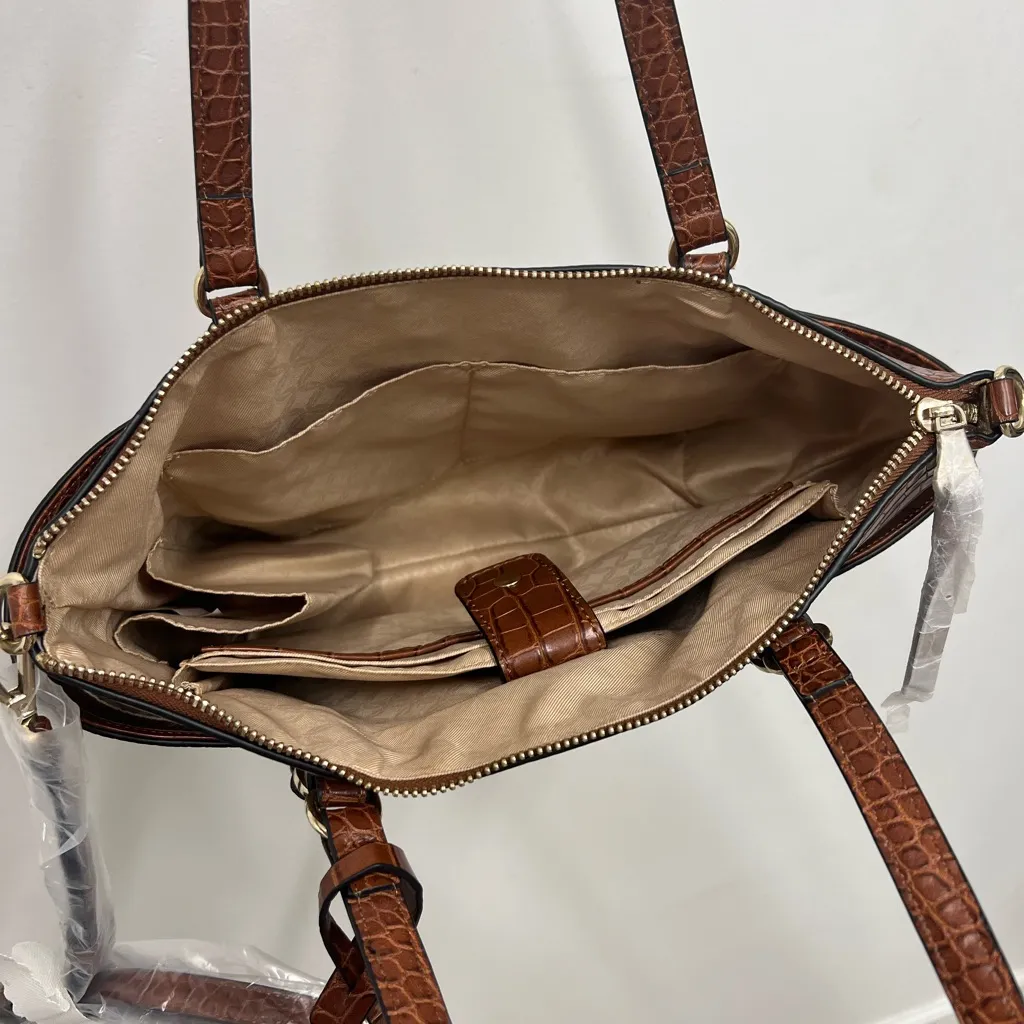 Dana Buchman Brown Croc-Embossed Shoulder Bag - Image 11