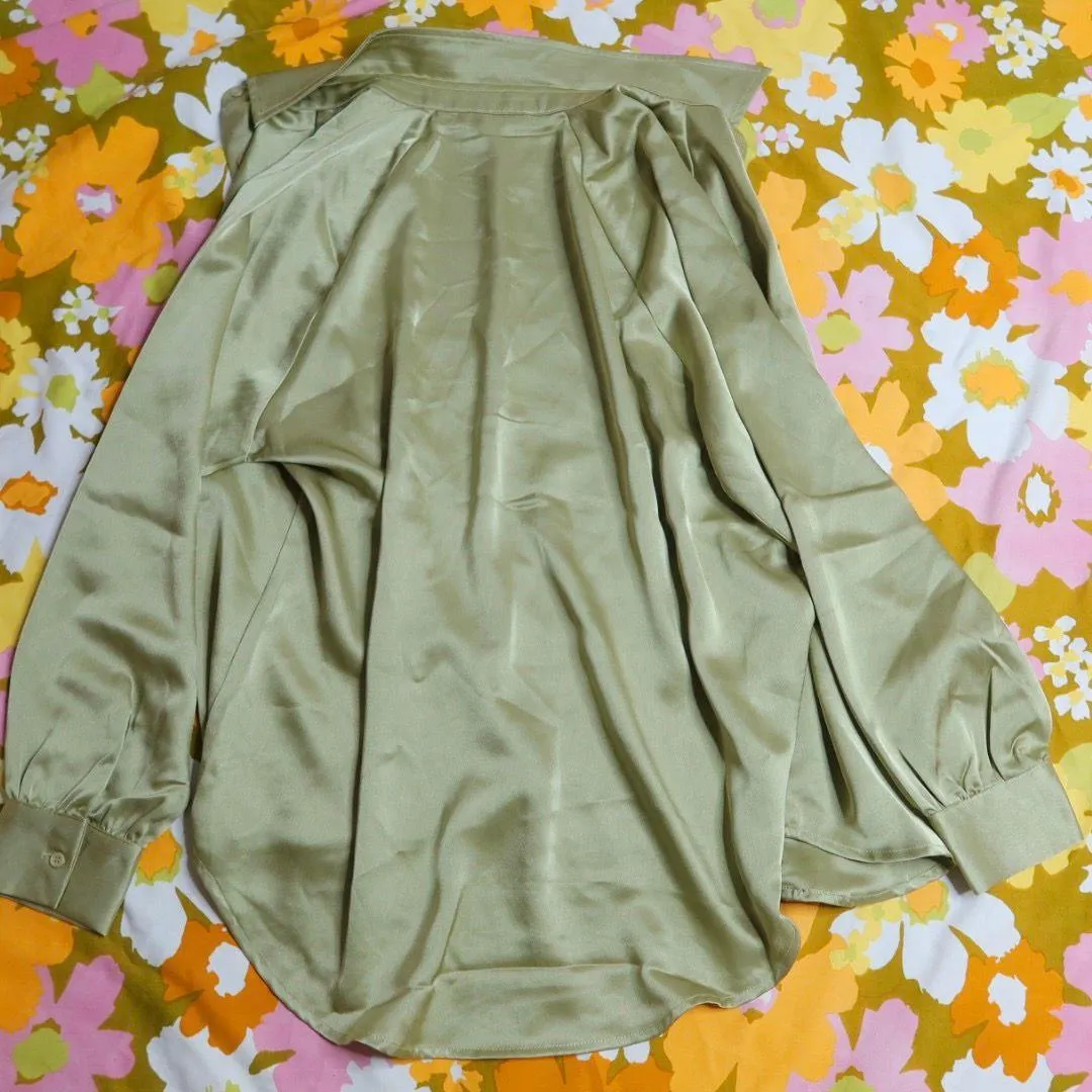 Satin Button Down Long Sleeve Blouse  - Image 4