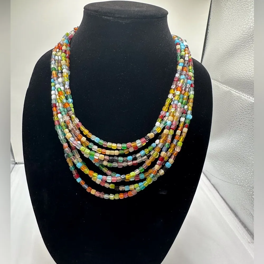 Multicolor Glass Bead Necklace and Bracelet - Image 3