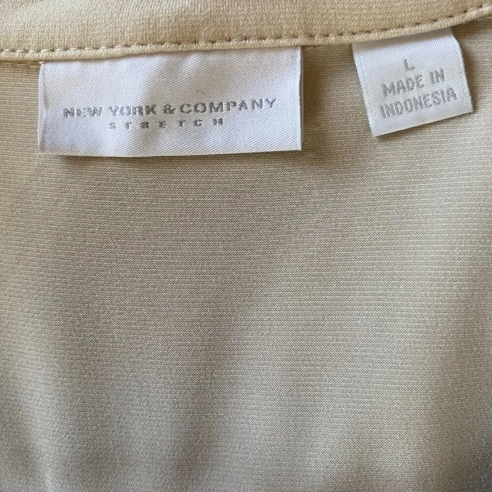 New York & Company stretch women's size L cream collared sleeveless blouse top - Image 8