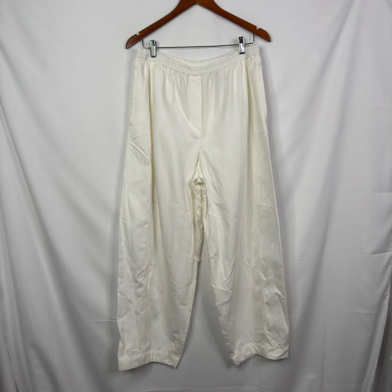 COS Barrel Leg Trousers Cream Elasticated Waist Pull On Pants Size 12 NWOT - Image 3