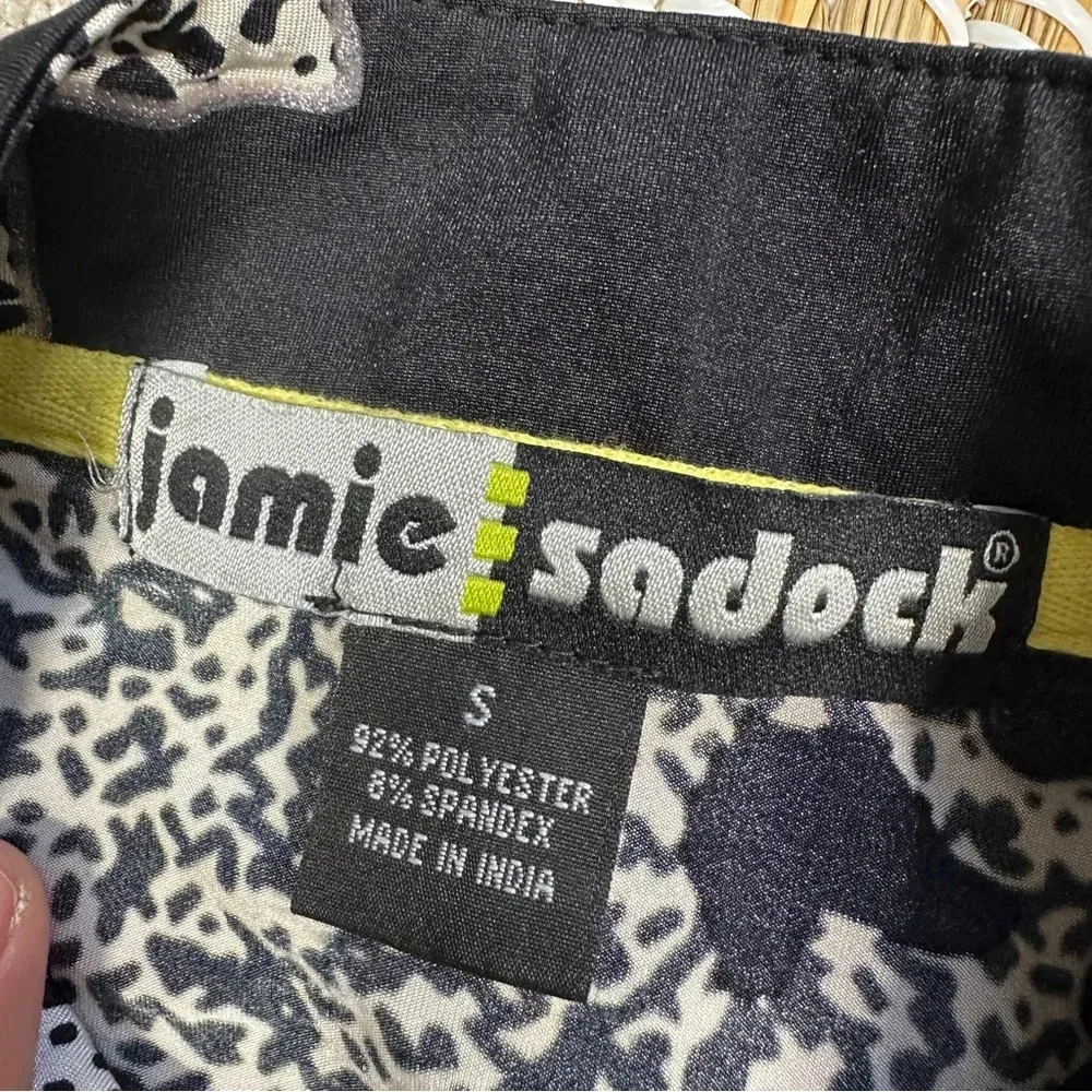 Jamie Sadock Women’s Golf Top High Neck Shortsleeve 1/4 Zip Black Abstract S - Image 9