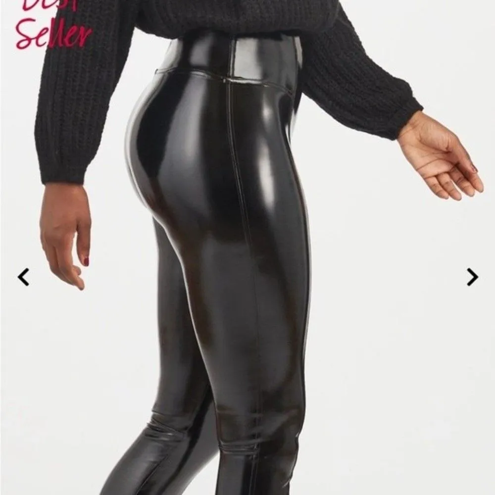 Spanx‎ Faux Patent Leather Black Leggings Size LARGE Style 20301R - Image 14
