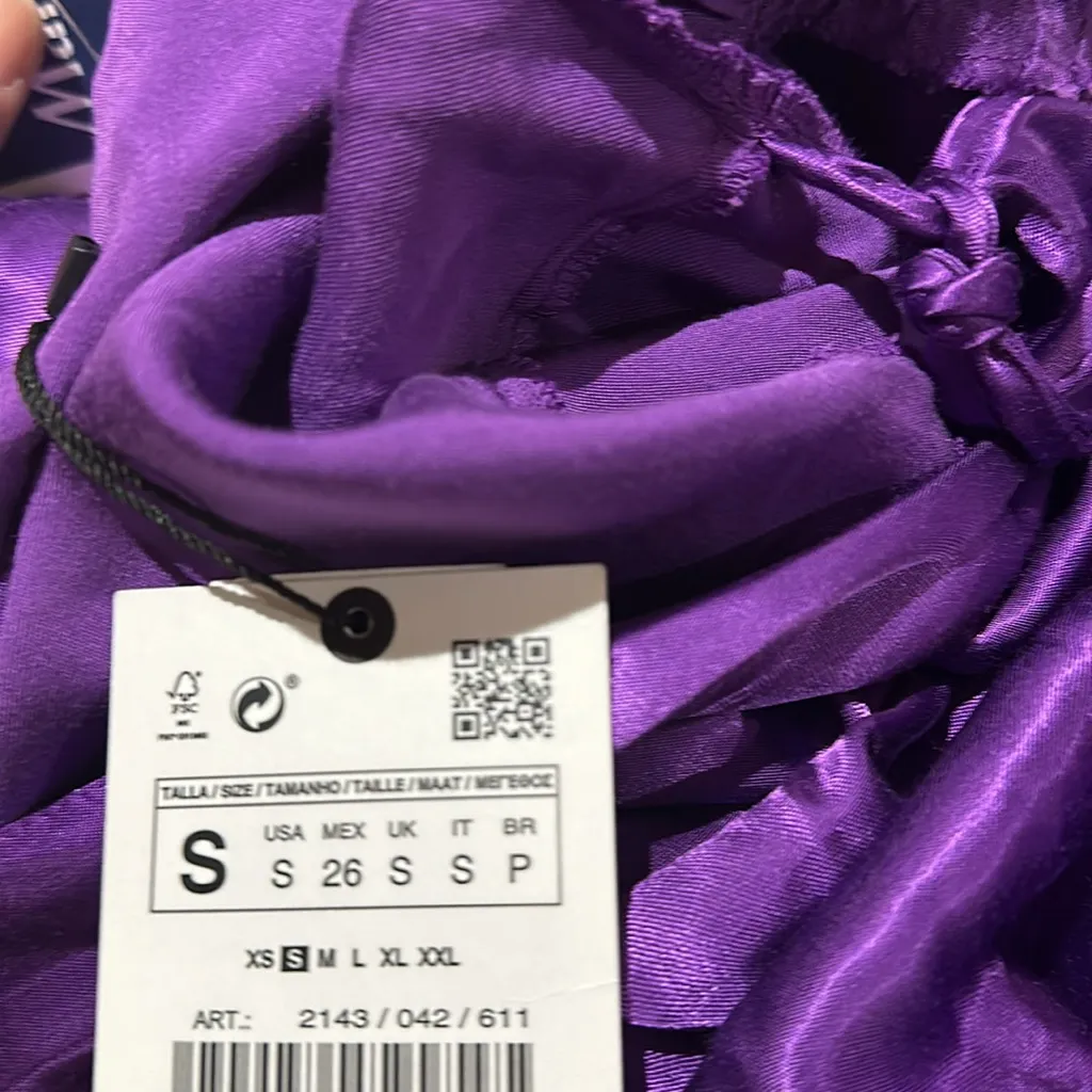 NWT Zara Satin Effect Wrap Dress Purple 2143/042 Bloggers Fav - Image 9