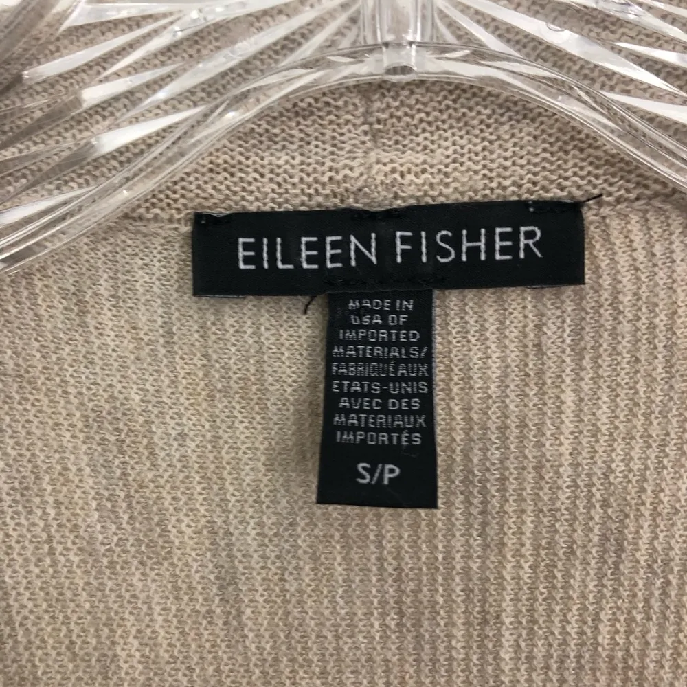 Eileen Fisher Tan Organic Cotton Silk Blend Cardigan Small - Image 6