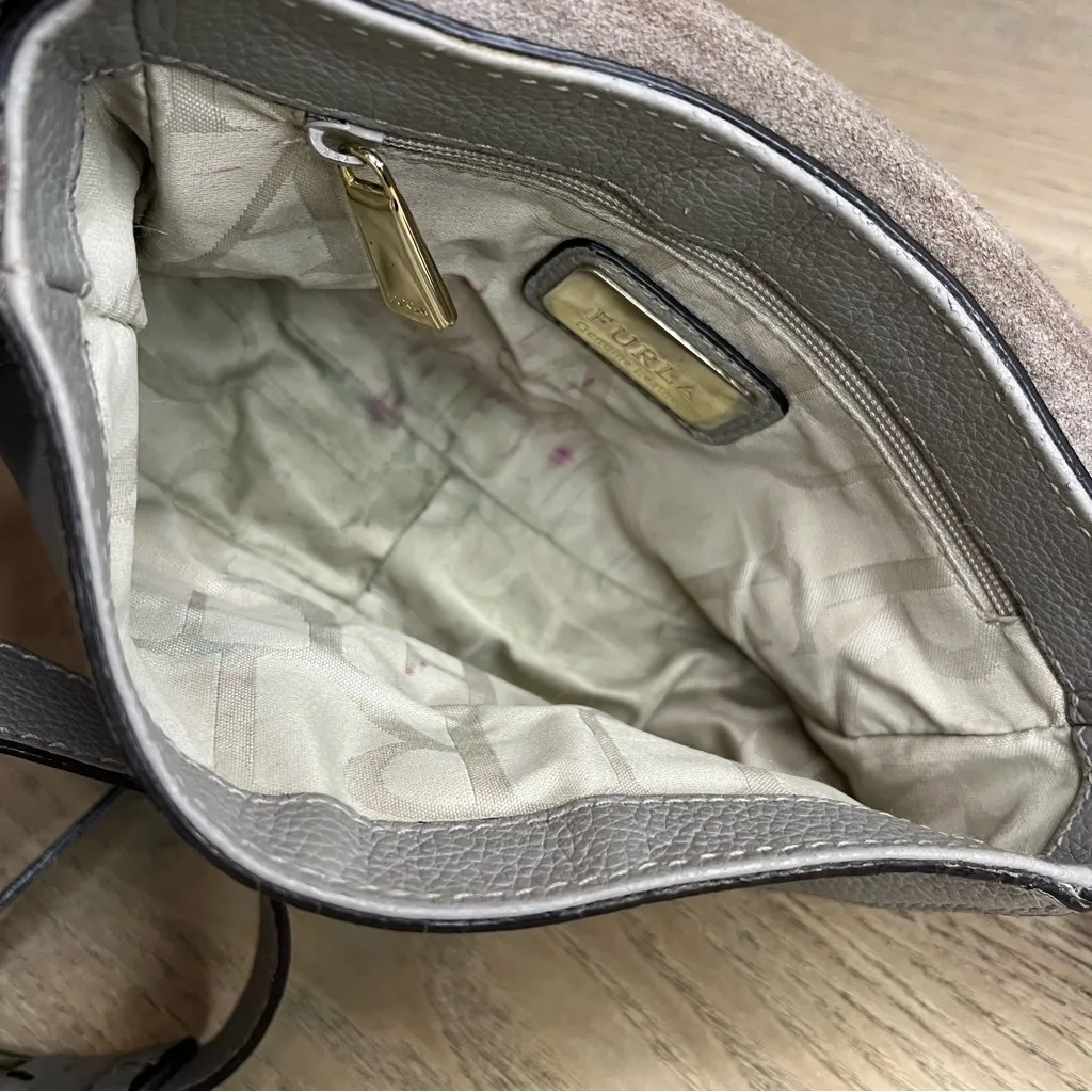 Furla Jo Gray Pebbled Leather Crossbody Micro Mini Bag - Image 9