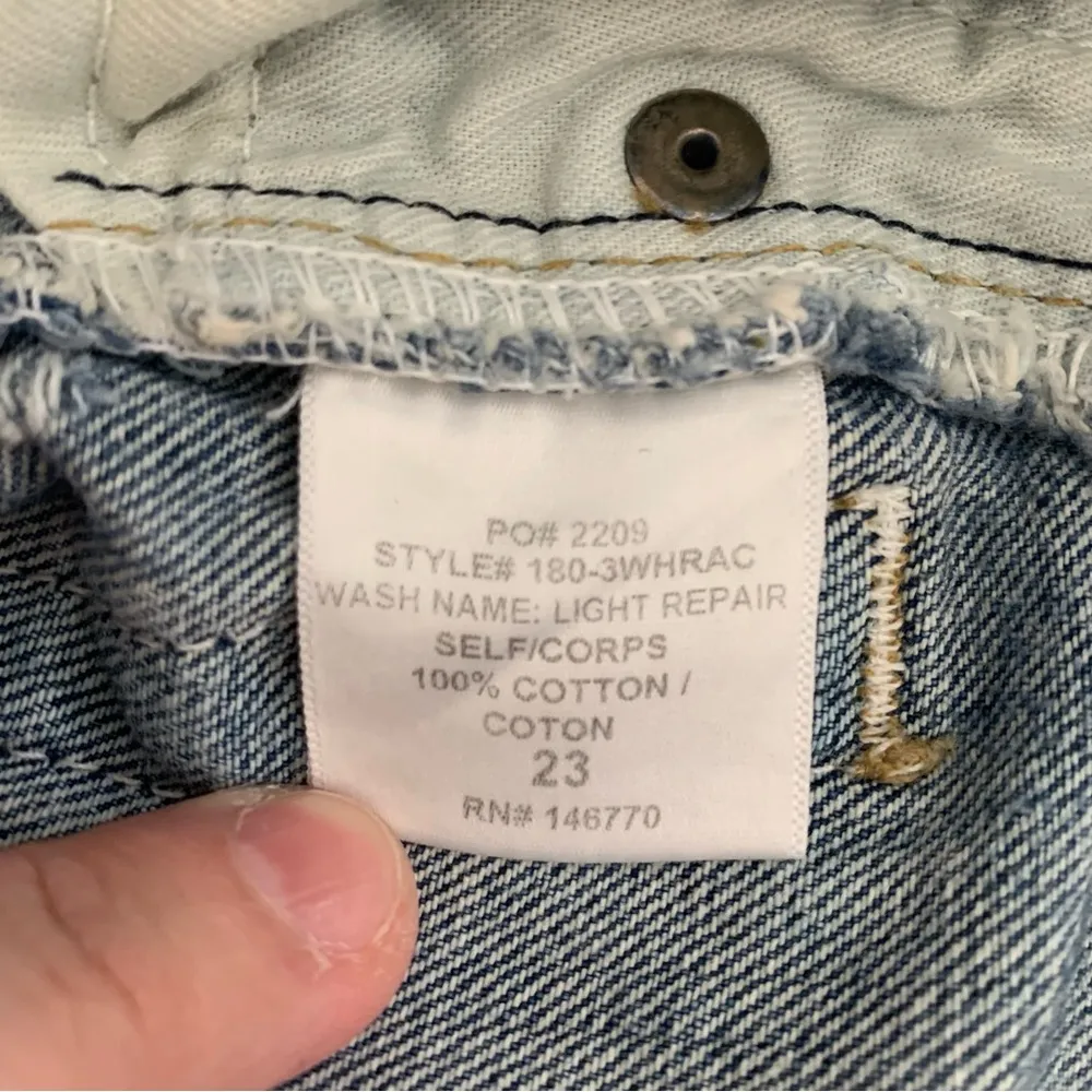 EUC Re/Done Originals High Rise Ankle Crop Light Repair Distressed Jeans Size 23 - Image 4