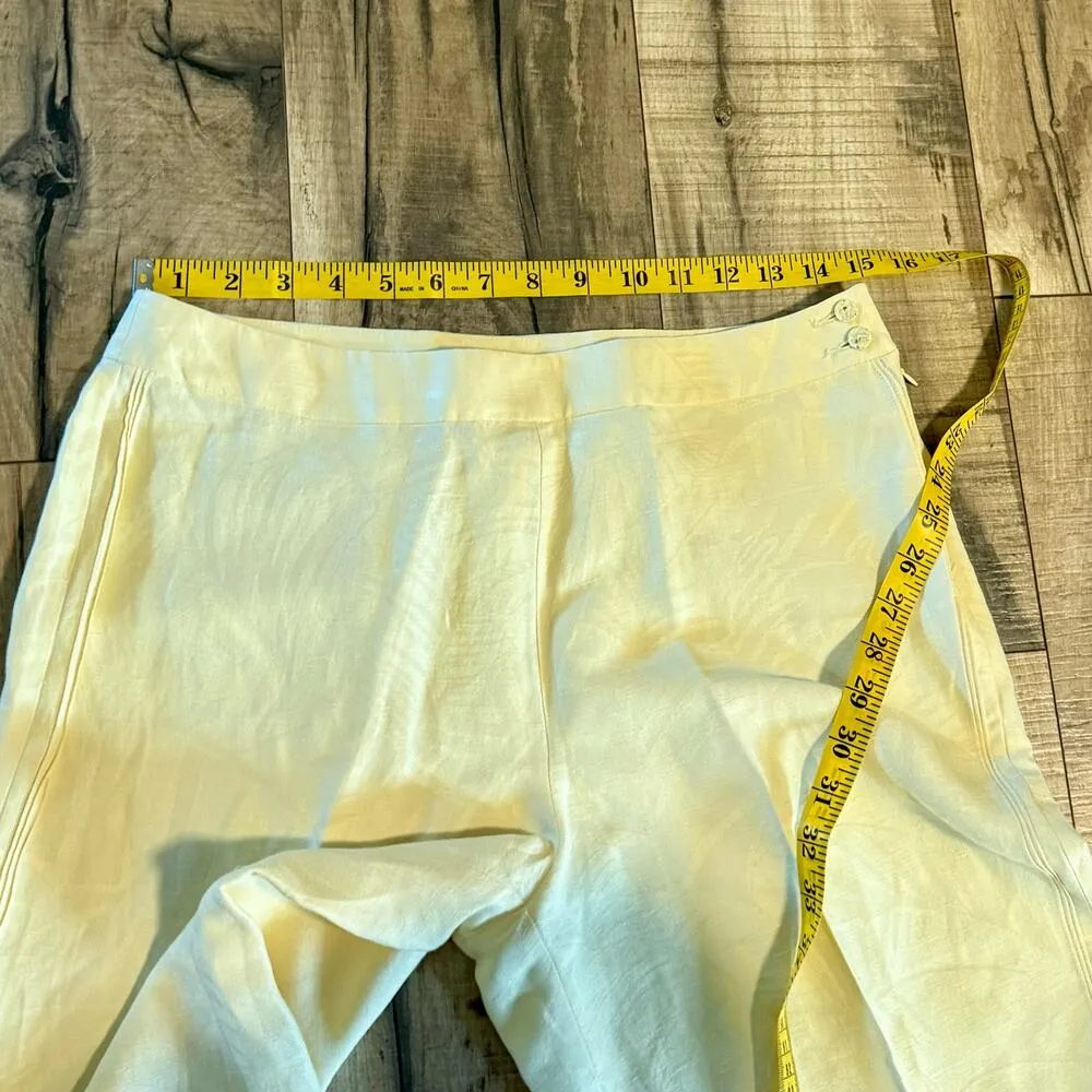 Tommy Bahama Women’s 8 Yellow Tropical Palm Tree Silk Linen Trousers Pants - Image 5