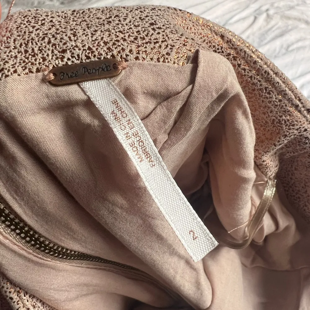 free people modern femme gold metallic mini skirt - Image 3