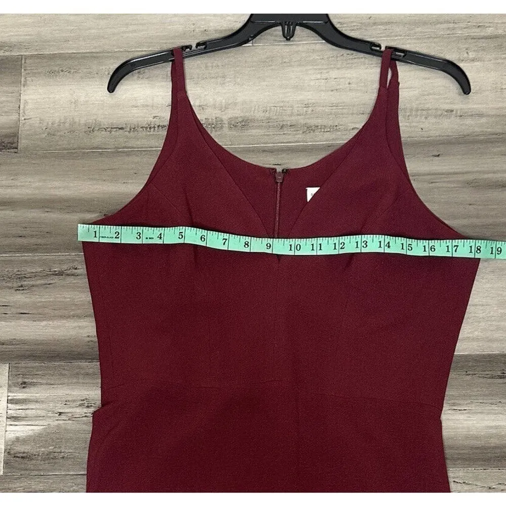 NWT Dress The Population Iris Crepe Gown Women's Side Slit Burgundy Size L - Image 8