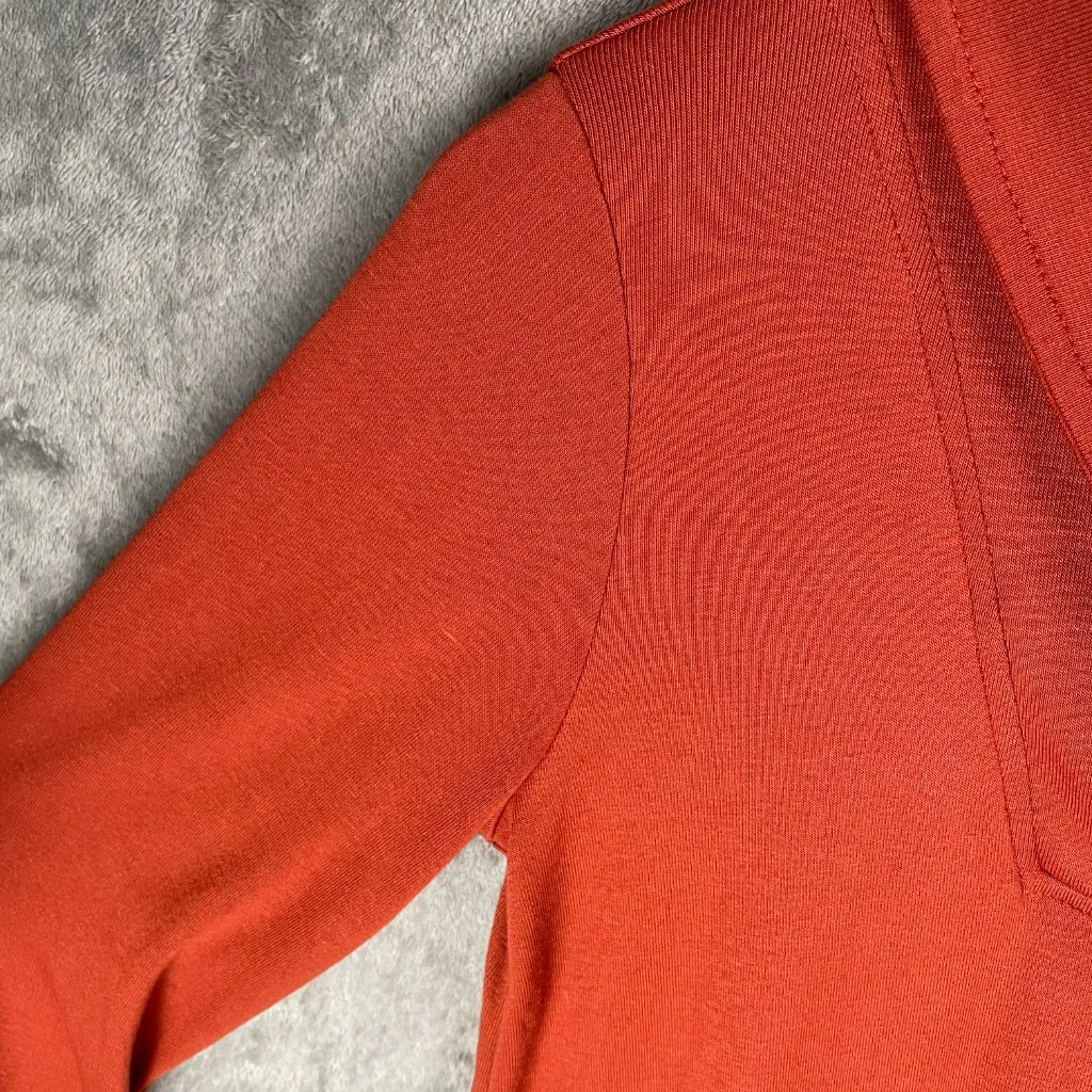 Bluetime Button Collar Tunic Top Women’s S Long Sleeve Pullover Fall Cozy Chic Orange - Image 8