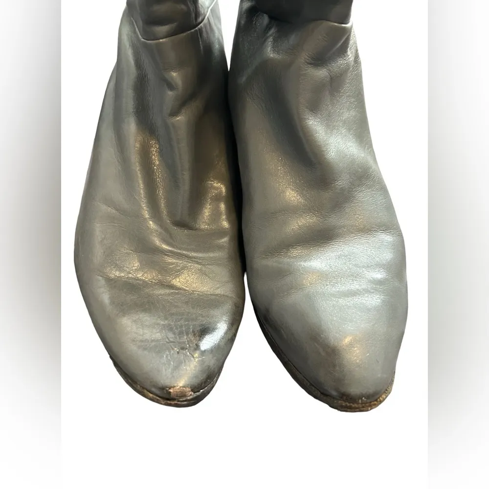 Hana Mackler Vintage Gray Leather Knee High Boots size 8 - Image 2
