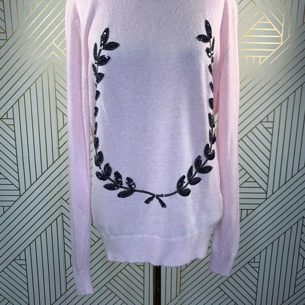 Wildfox Laurel‎ Wreath Sequin Sweater in Pink - Image 2
