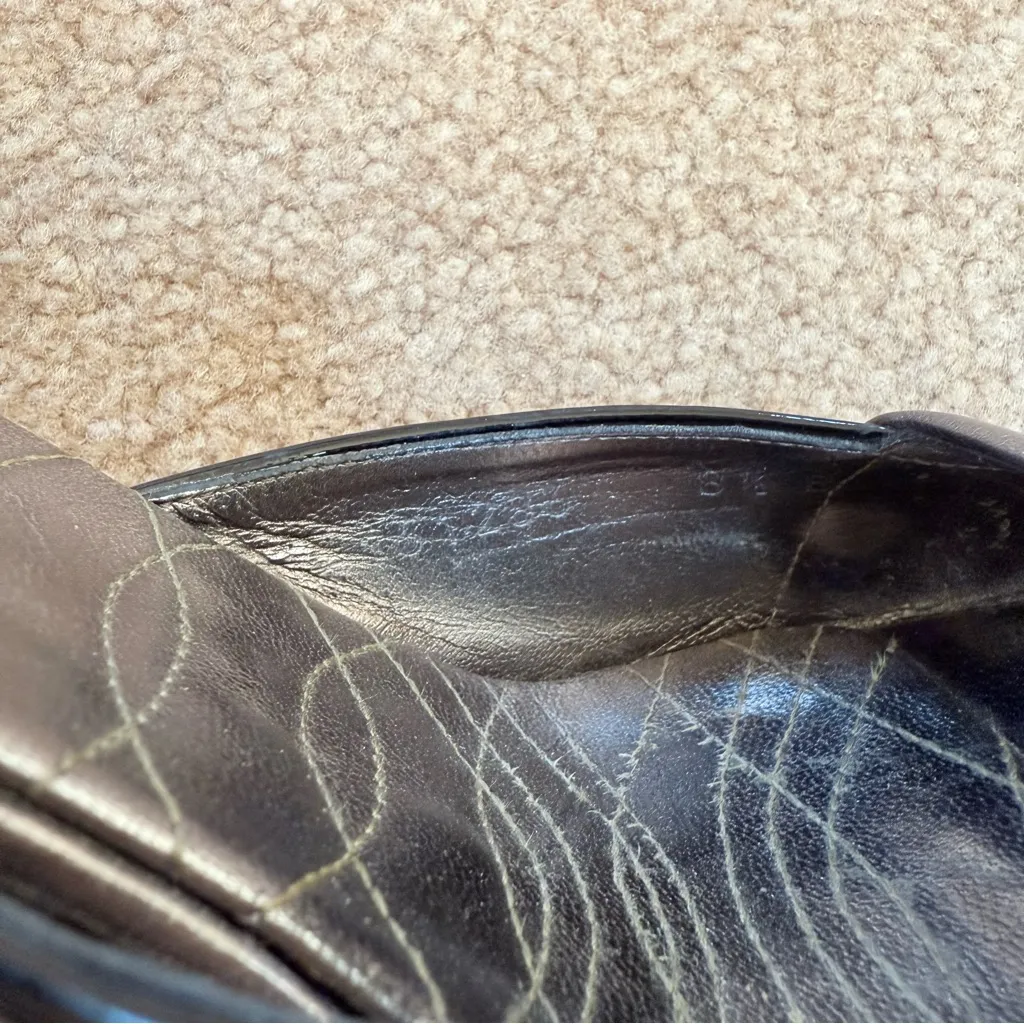 Gucci Gunmetal Silver Gray Leather D'Orsay Peep-toe Heels 8.5 - Image 8