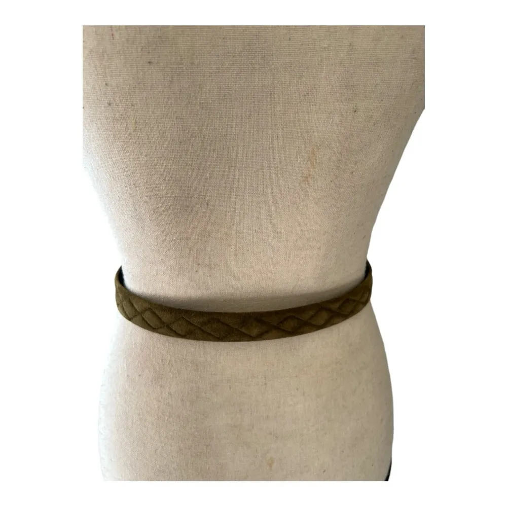 Echo Army Green Genuine Suede Quilted Fashion Belt Size S - Image 7