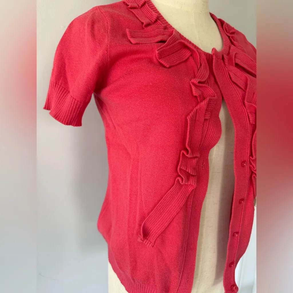 Bright orange cardigan with short sleeves size xs - Image 8