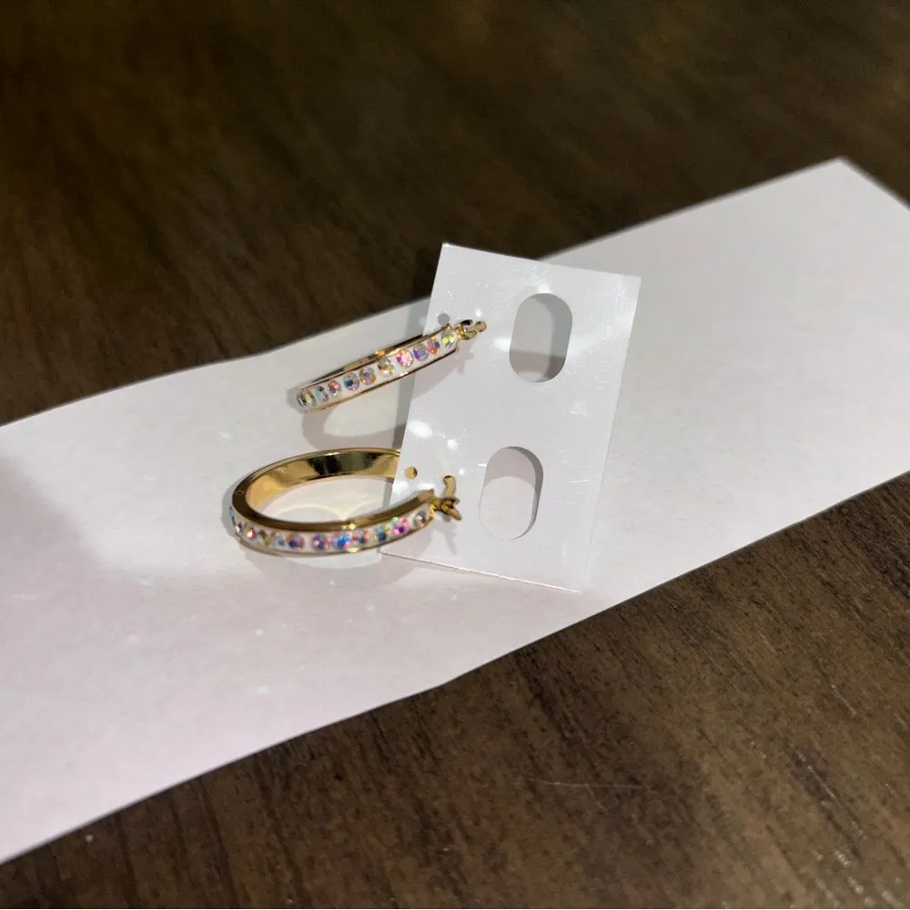 Plated Gold diamond Hoops - Image 2