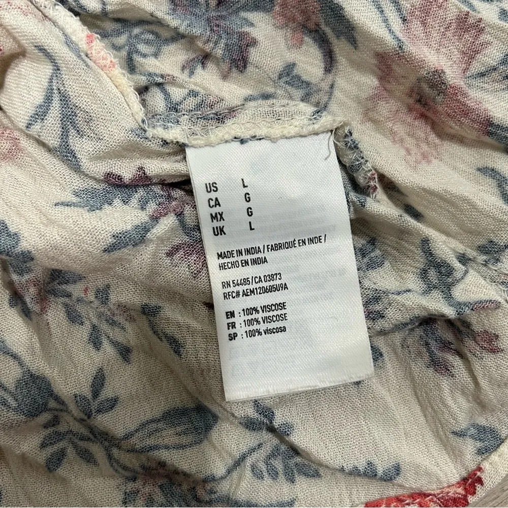 American Eagle Outfitters Cream Floral Strappy Tank Top Viscose Flowy Size L - Image 5