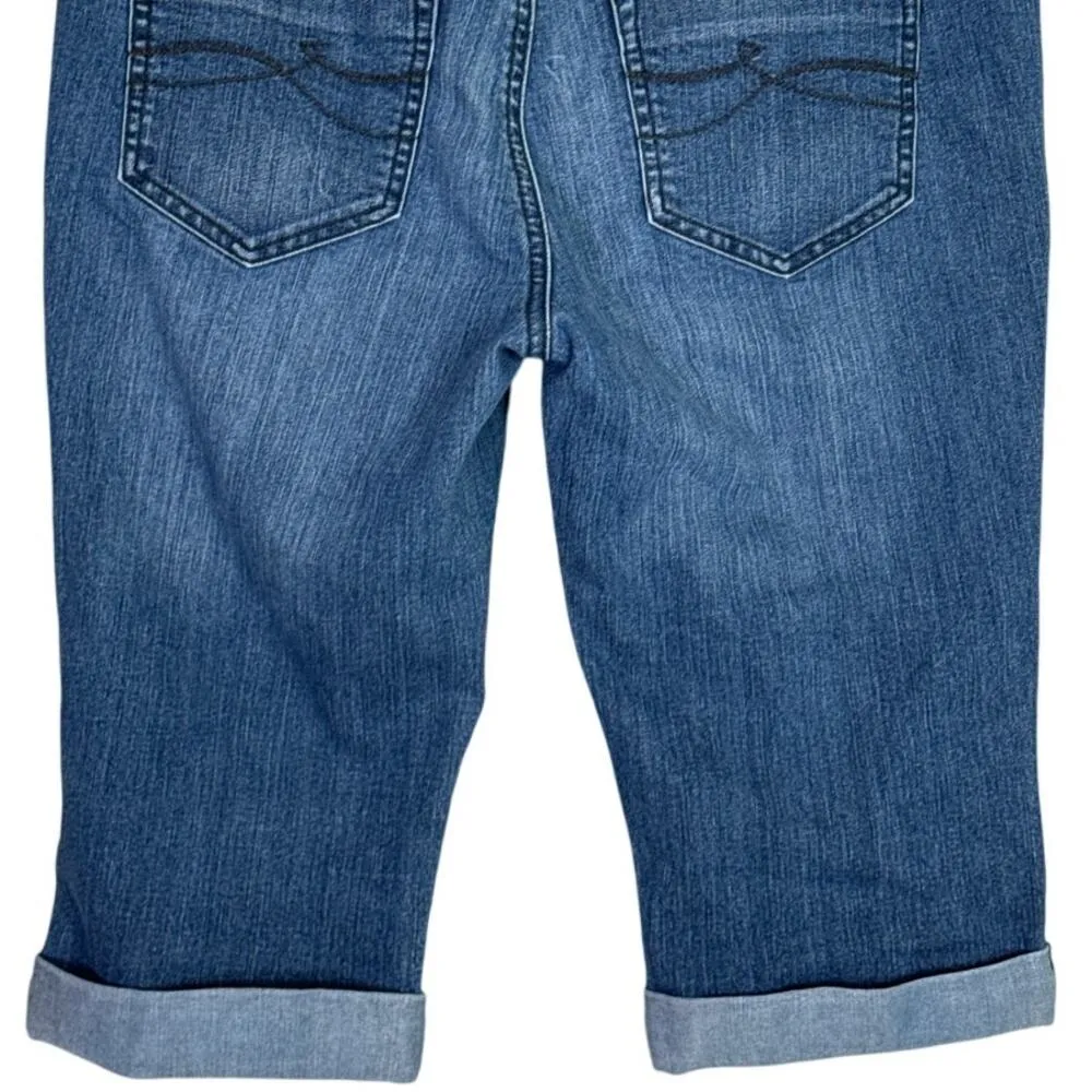 DKNY Mid Rise Bermuda Cuffed Knee Length Shorts Stretch 4 Dark Wash Blue #3466 - Image 6