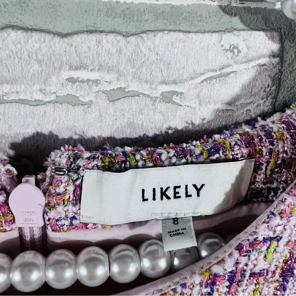 Likely Pink Multi Tweed Mini A Line Dress Size 8 - Image 8