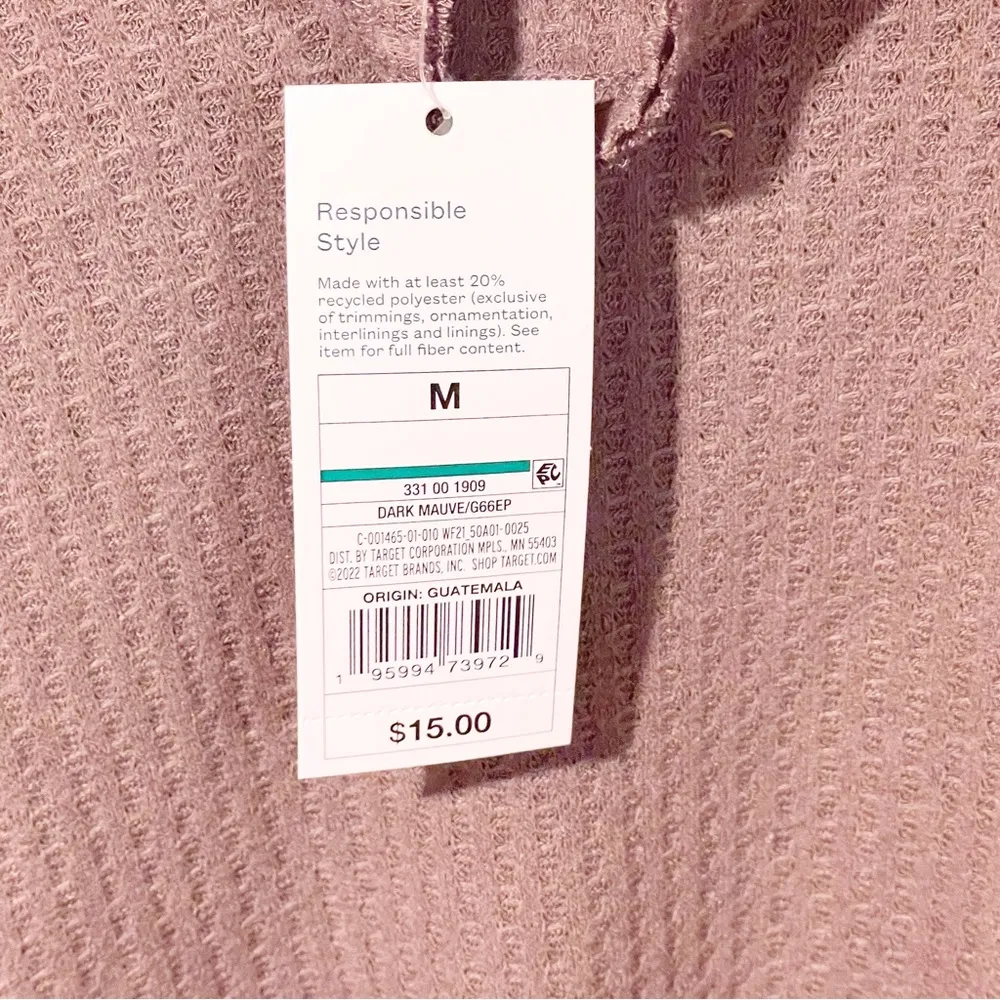 Wild Fable Medium Purple Waffle Knit Long Sleeve Cowl Neck Top New NWT - Image 4